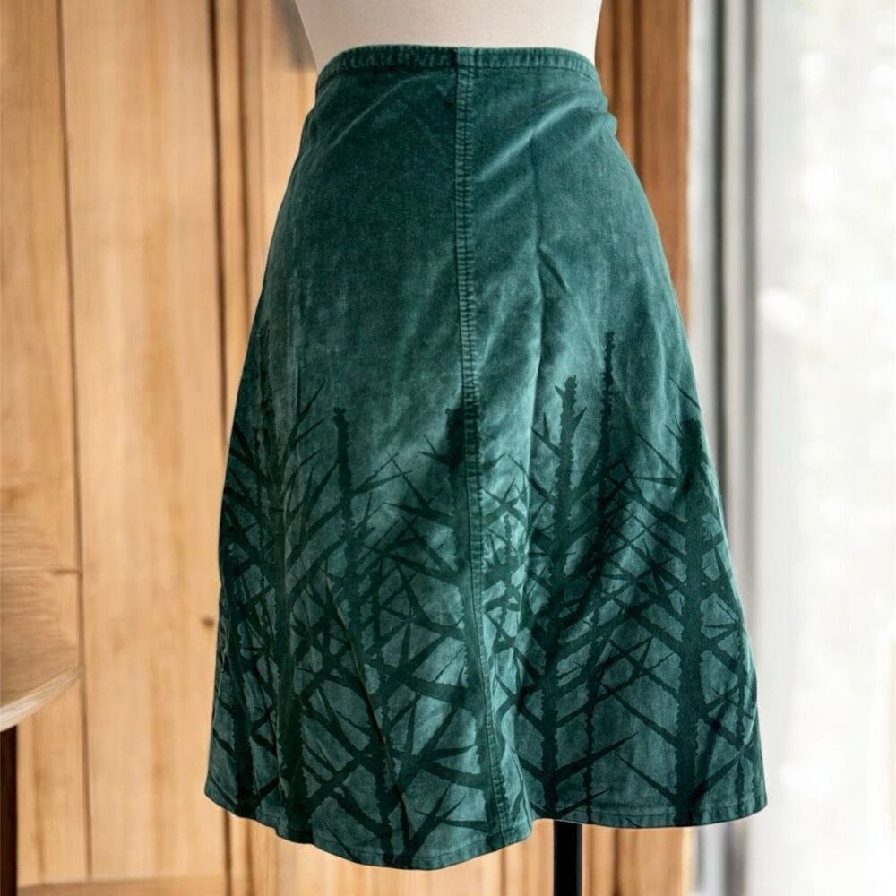Made With Love By Hannah Green Velvet Tree Top Skirt A Line Pencil Small Mod Nov